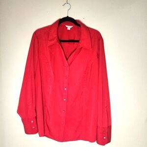Est 1946 Red Button Up Blouse with Rhinestone buttons size 22/24W
